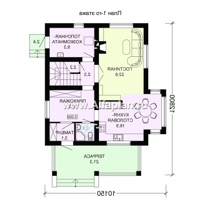 Проекты домов Альфаплан - Проект двухэтажного дома в восточном стиле - превью плана проекта №1