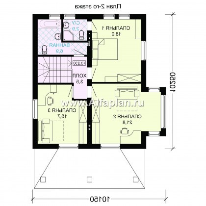 Проекты домов Альфаплан - Проект двухэтажного дома в восточном стиле - превью плана проекта №2
