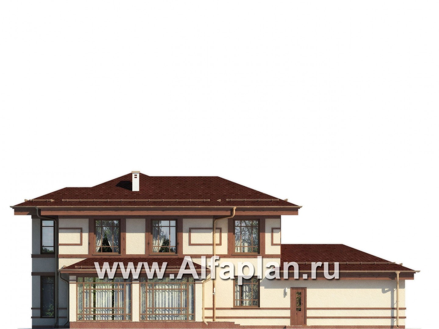 Проекты домов Альфаплан - Проект коттеджа в восточном стиле  большим гаражом - изображение фасада №4