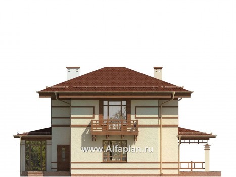 Проекты домов Альфаплан - Проект двухэтажного дома с восточными мотивами - превью фасада №3