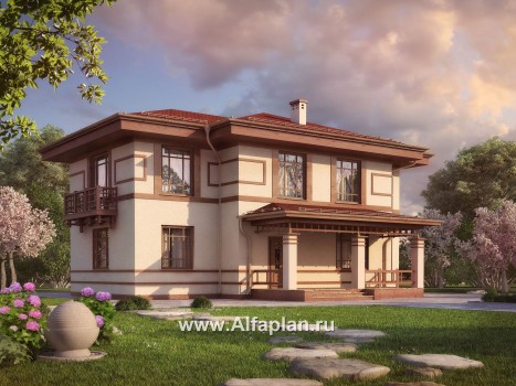 Проекты домов Альфаплан - Проект двухэтажного дома с восточными мотивами - превью дополнительного изображения №1