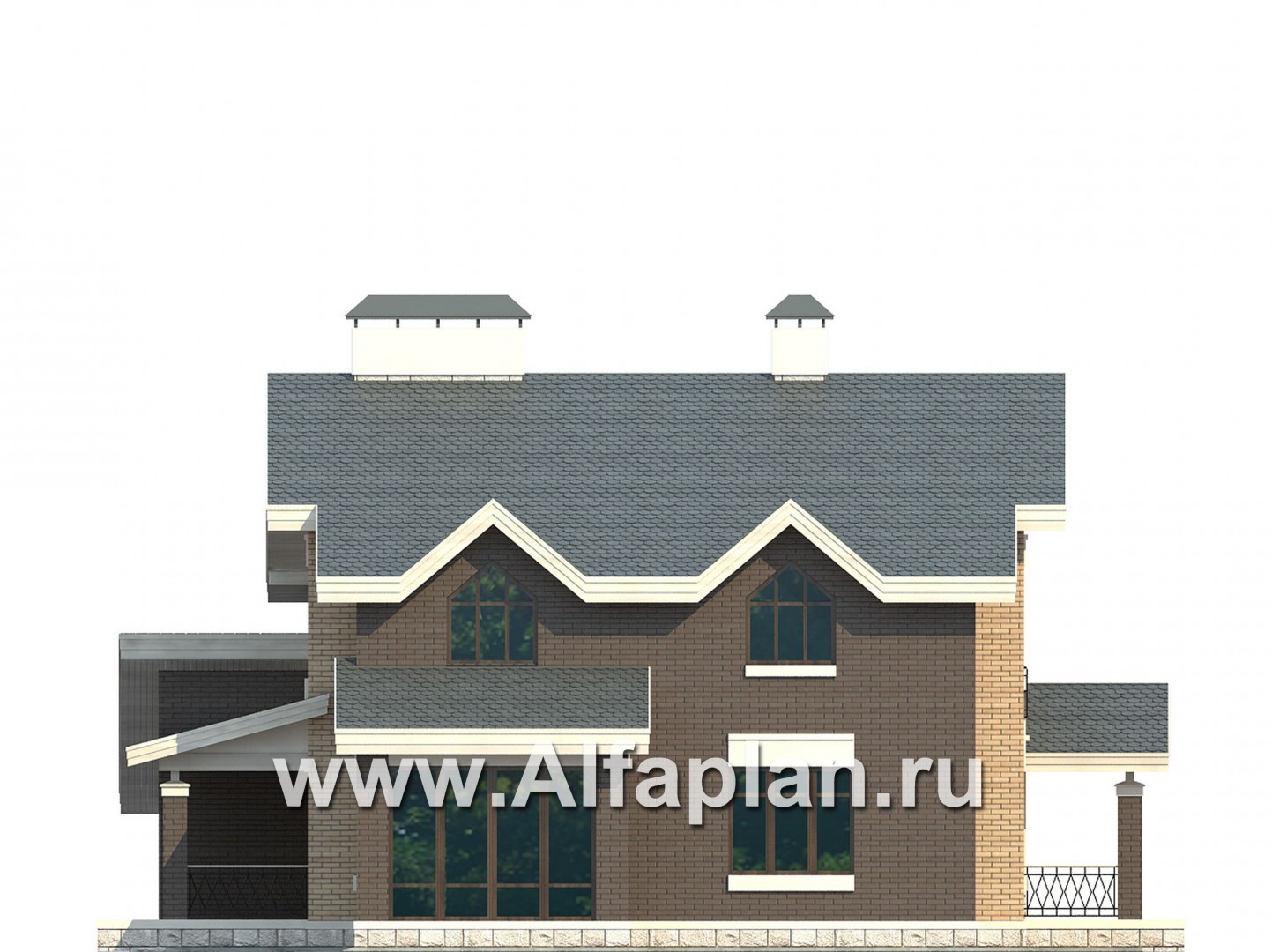Проекты домов Альфаплан - Проект современного дома с гаражом на две машины - изображение фасада №3