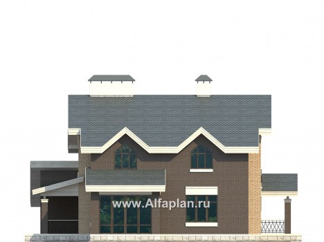 Проекты домов Альфаплан - Проект современного дома с гаражом на две машины - превью фасада №3
