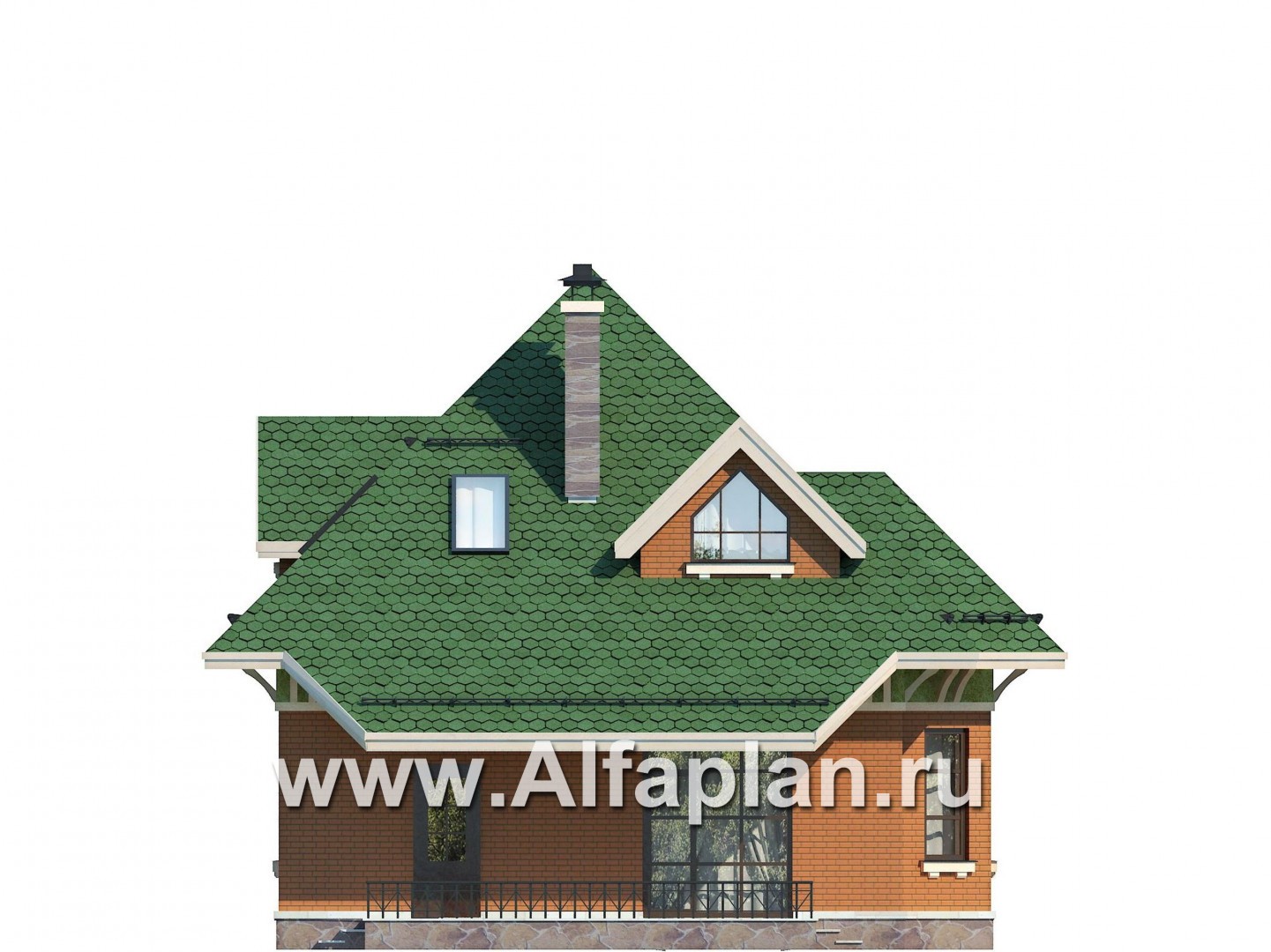 Проекты домов Альфаплан - Проект мансардного дома для небольшого участка - изображение фасада №3