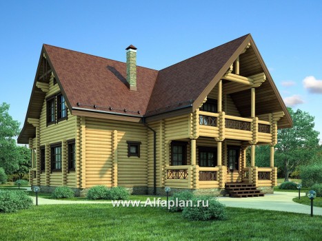 Проекты домов Альфаплан - Проект деревянного дома с верандой - превью дополнительного изображения №1