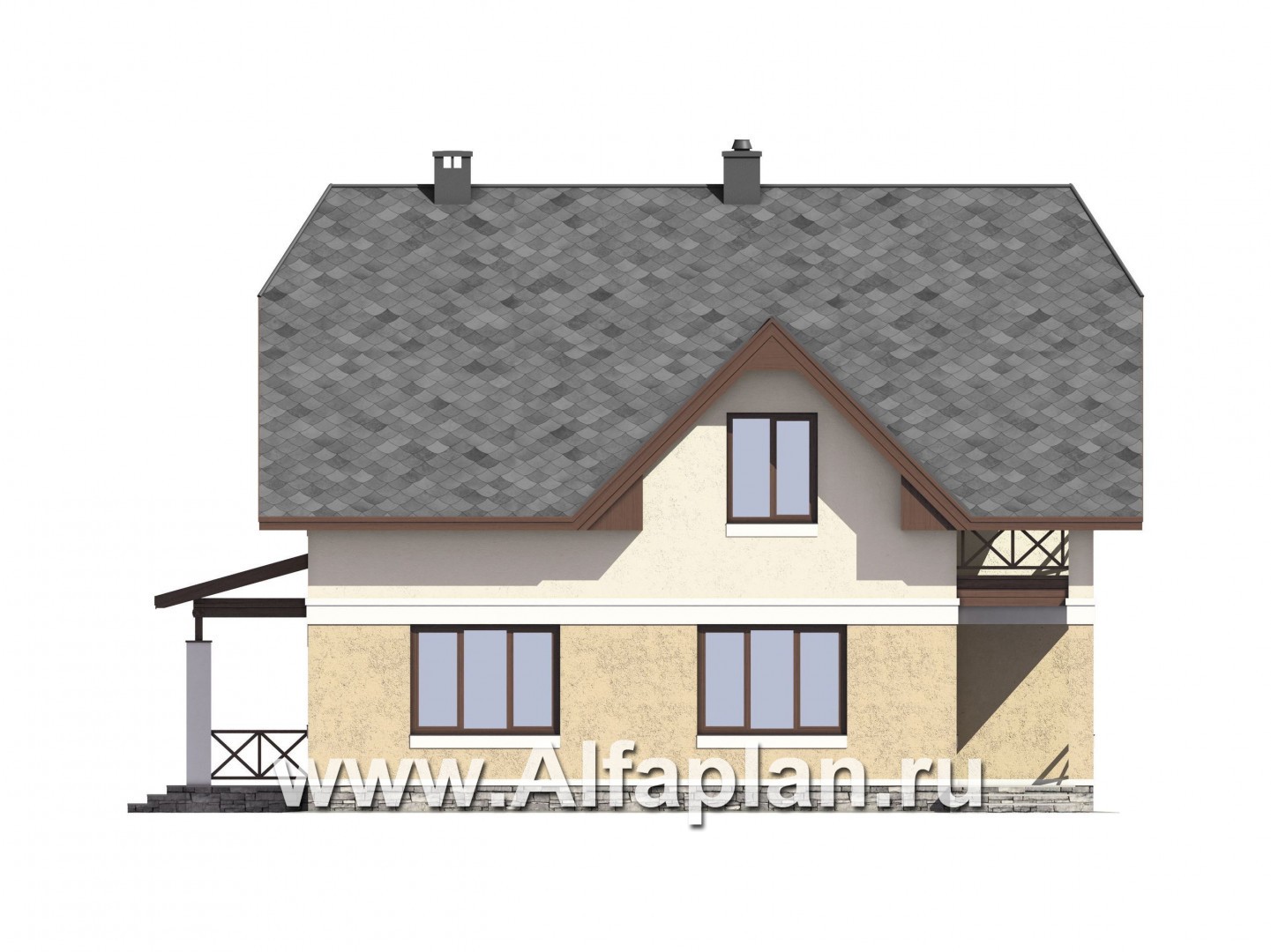 Проекты домов Альфаплан - Проект экономичного дома из газобетона с гаражом - изображение фасада №2
