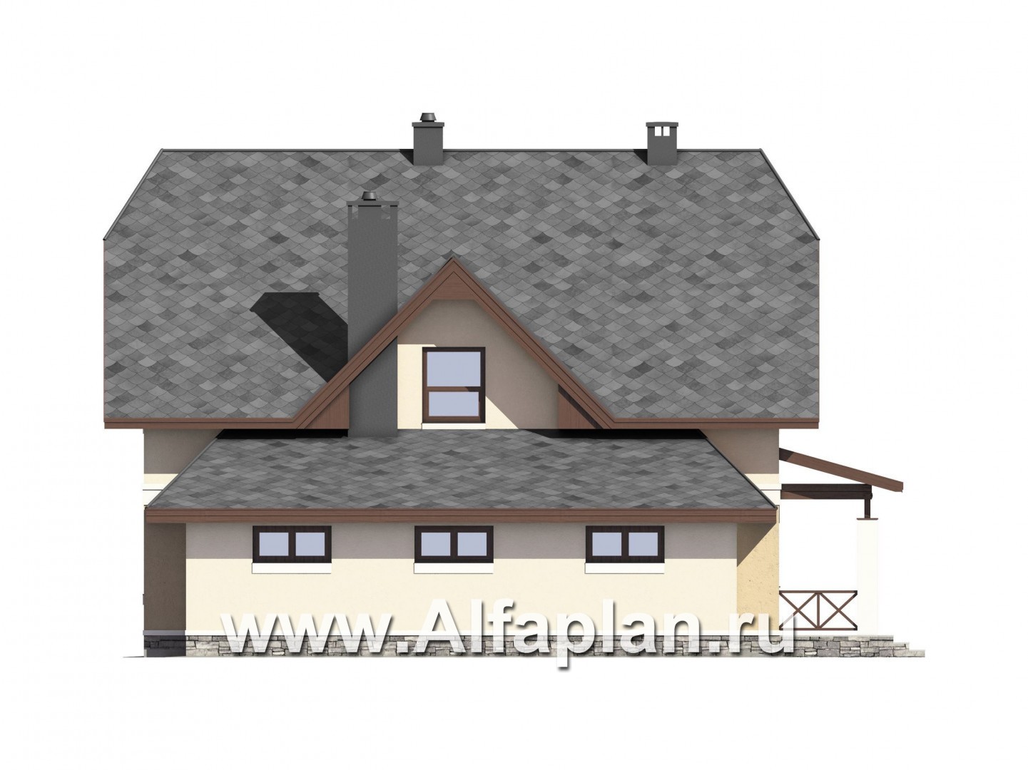 Проекты домов Альфаплан - Проект экономичного дома из газобетона с гаражом - изображение фасада №4