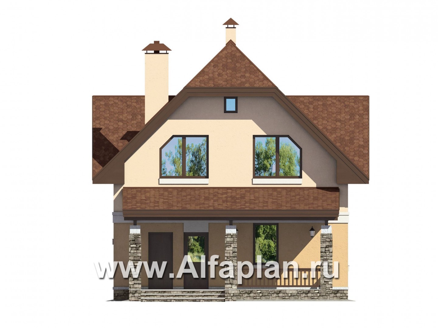 Проекты домов Альфаплан - Проект небольшого дома для загородной жизни - изображение фасада №1