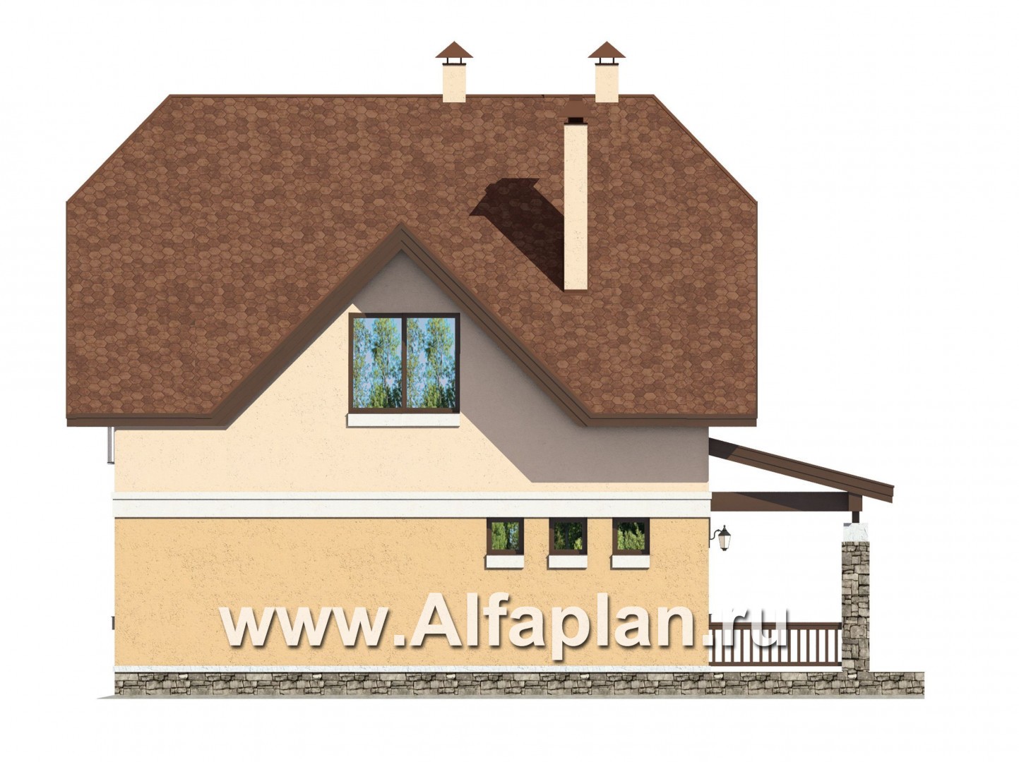 Проекты домов Альфаплан - Проект небольшого дома для загородной жизни - изображение фасада №3