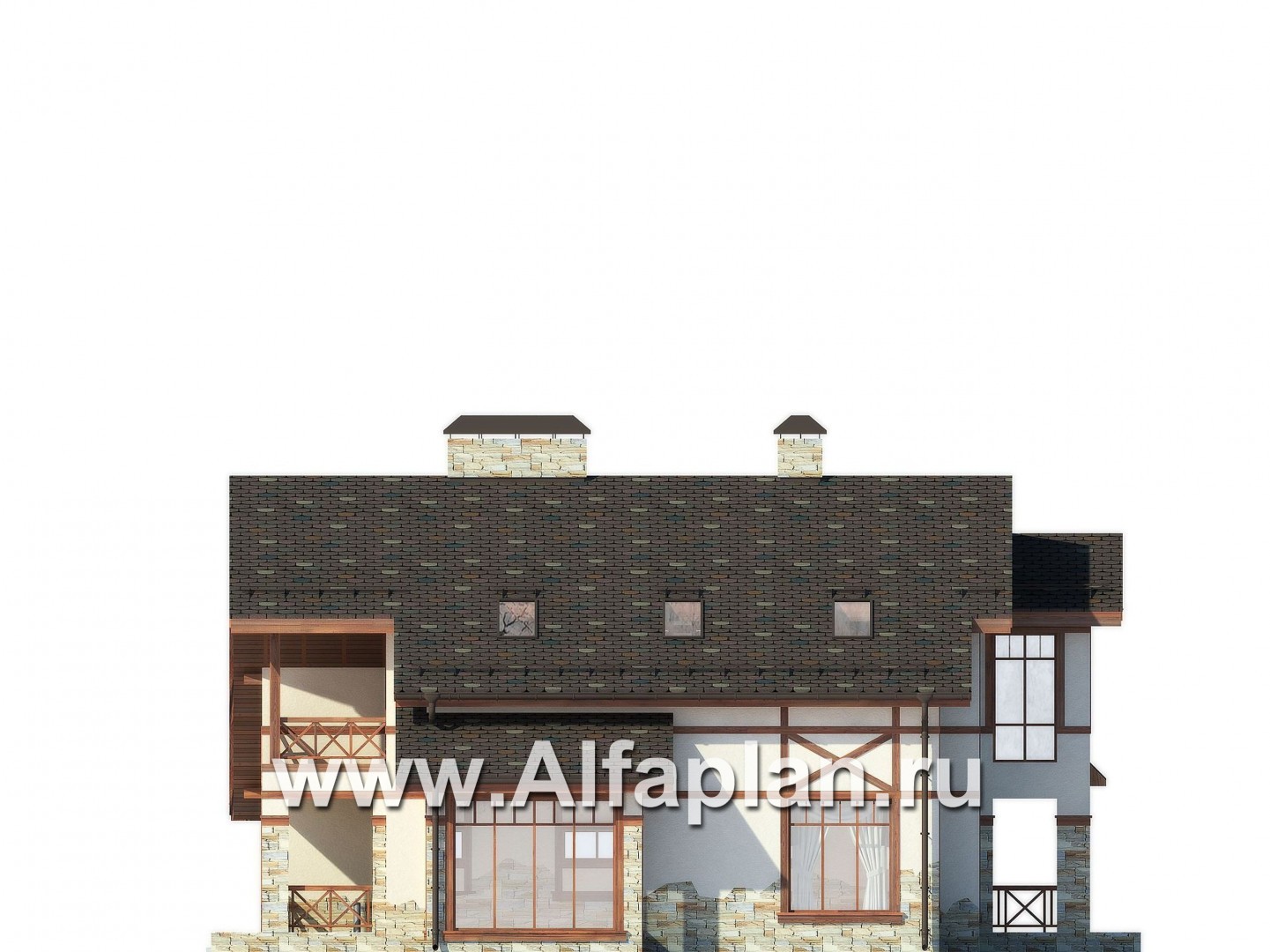 Проекты домов Альфаплан - Проект альпийского шале - изображение фасада №4
