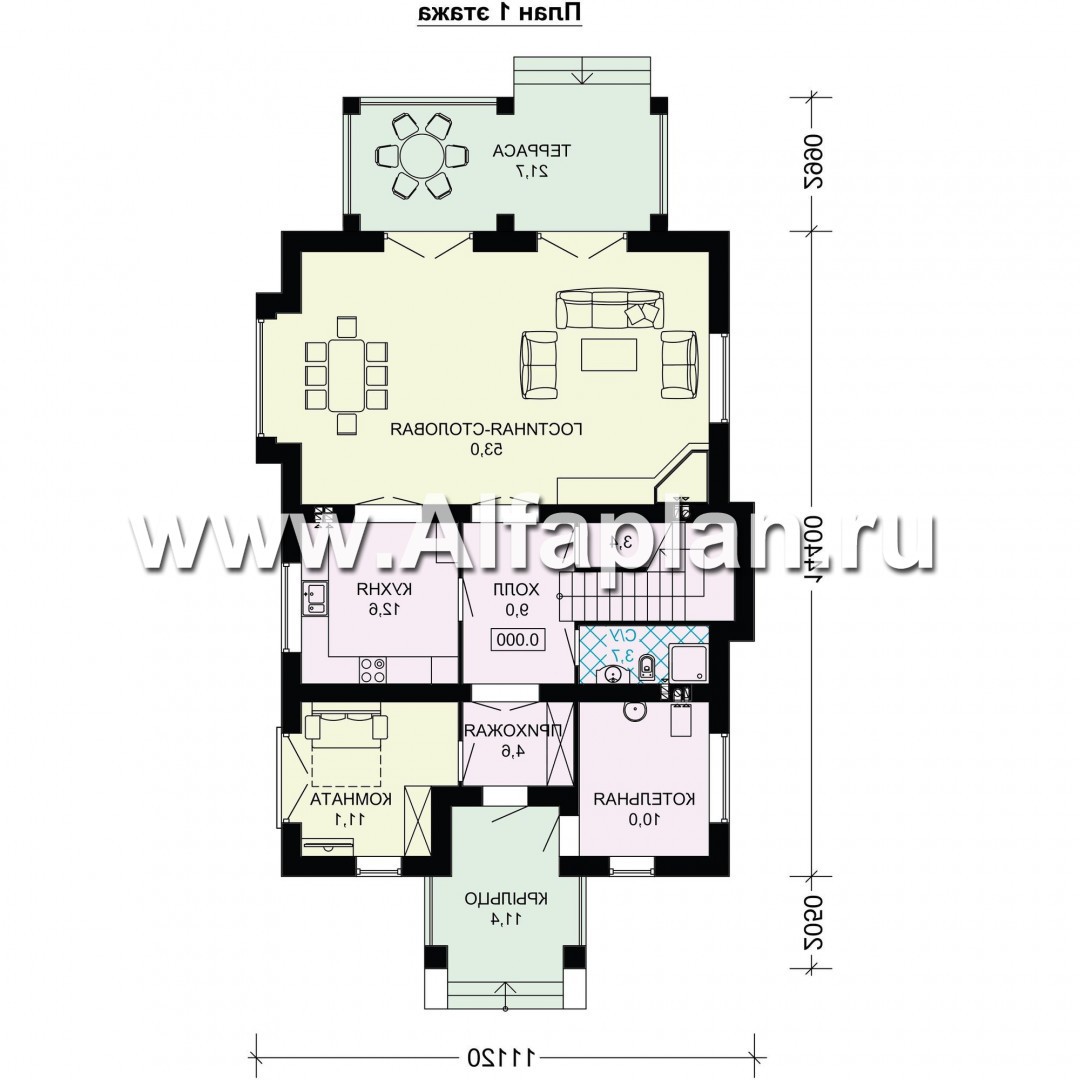 Проекты домов Альфаплан - Проект двухэтажного особняка с удобной планировкой - изображение плана проекта №1