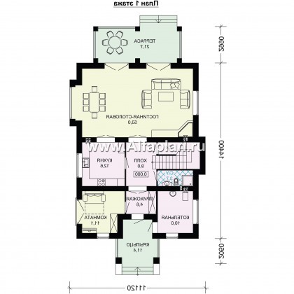 Проекты домов Альфаплан - Проект двухэтажного особняка с удобной планировкой - превью плана проекта №1