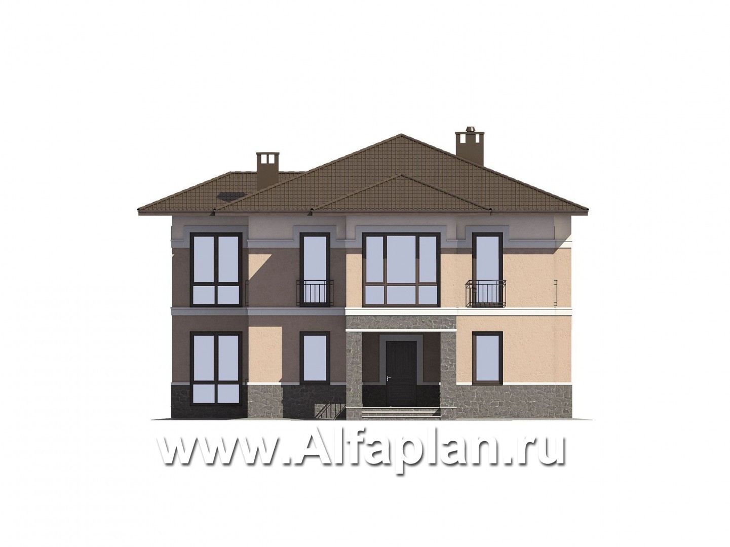 Проекты домов Альфаплан - Проект элегантного двухэтажного коттеджа - изображение фасада №1