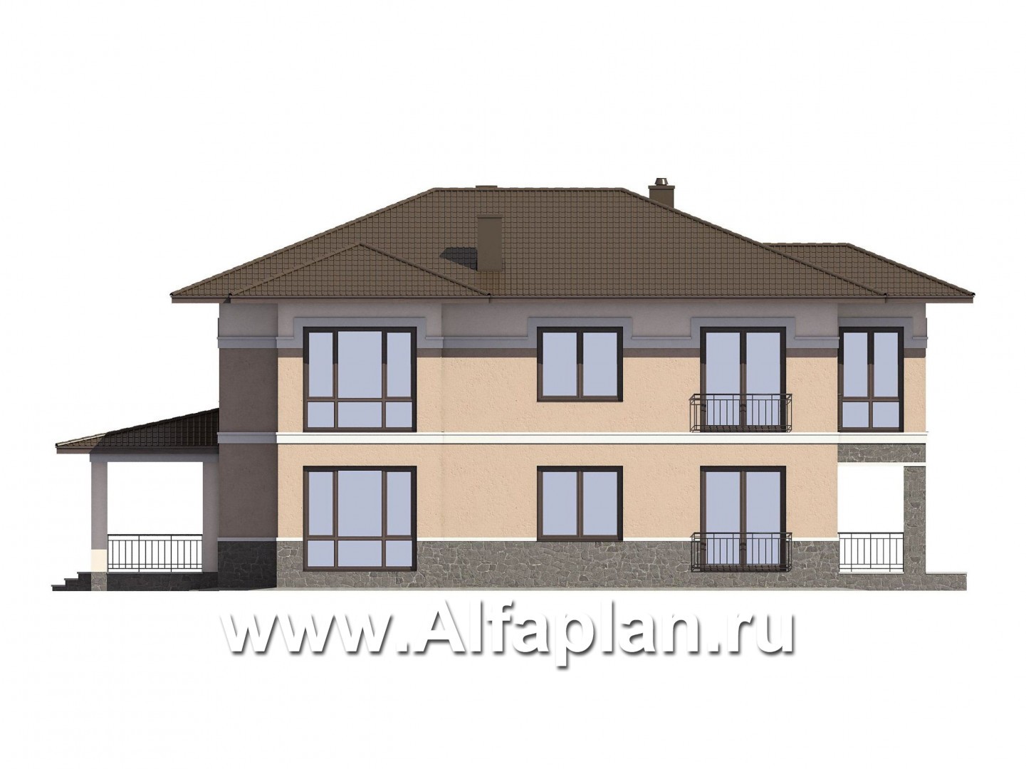Проекты домов Альфаплан - Проект элегантного двухэтажного коттеджа - изображение фасада №4