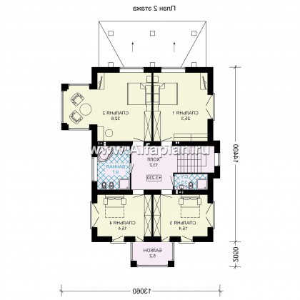 Проекты домов Альфаплан - Проект элегантного двухэтажного коттеджа - превью плана проекта №2
