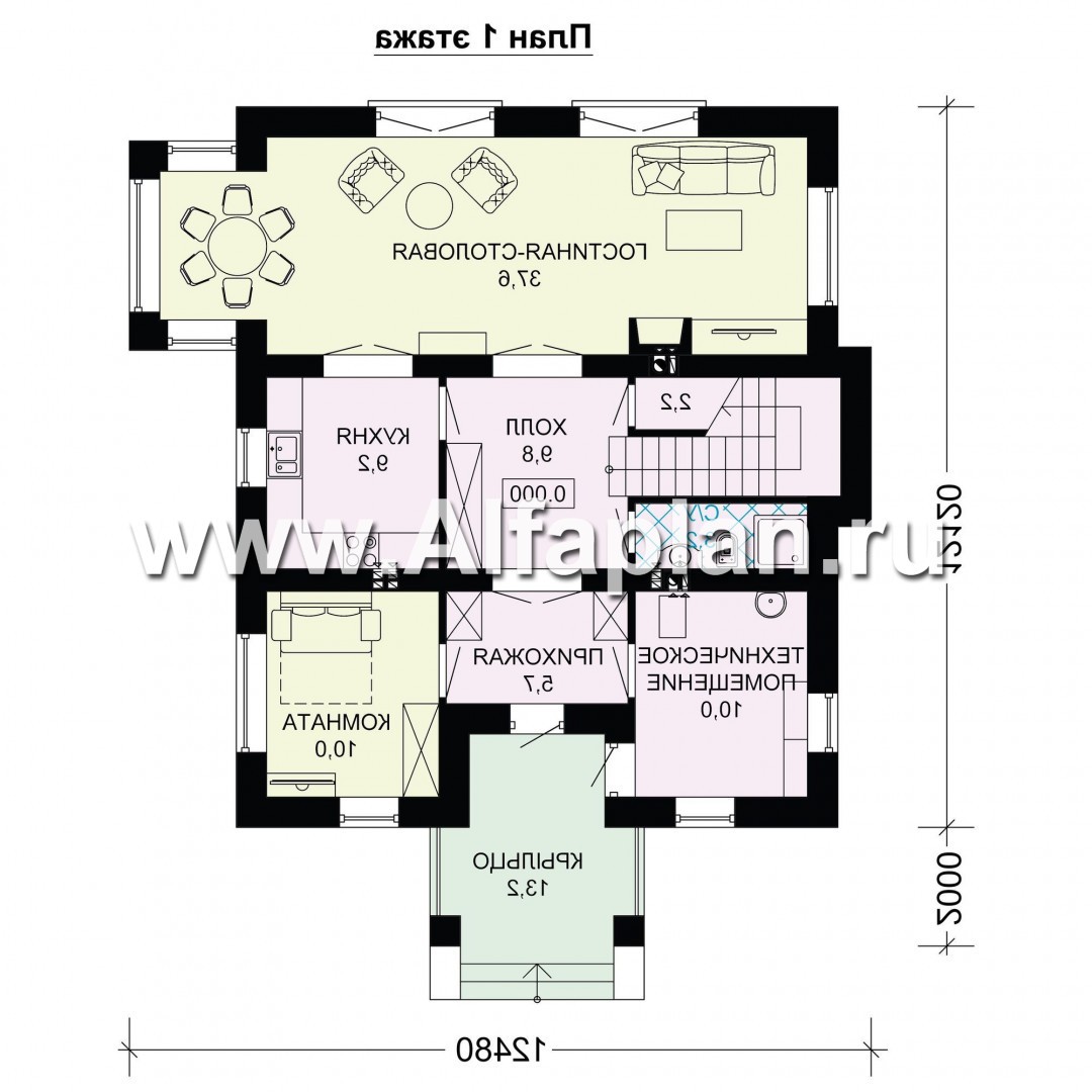 Проекты домов Альфаплан - Проект двухэтажного  кирпичного дома (пять спален) - изображение плана проекта №1