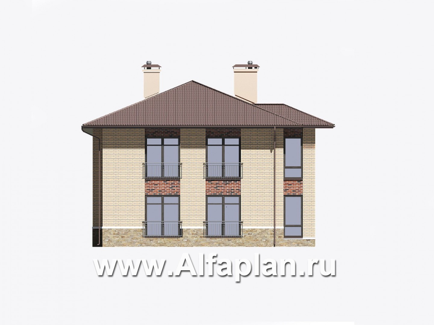 Проекты домов Альфаплан - Проект двухэтажного особняка с большой гостиной - изображение фасада №3