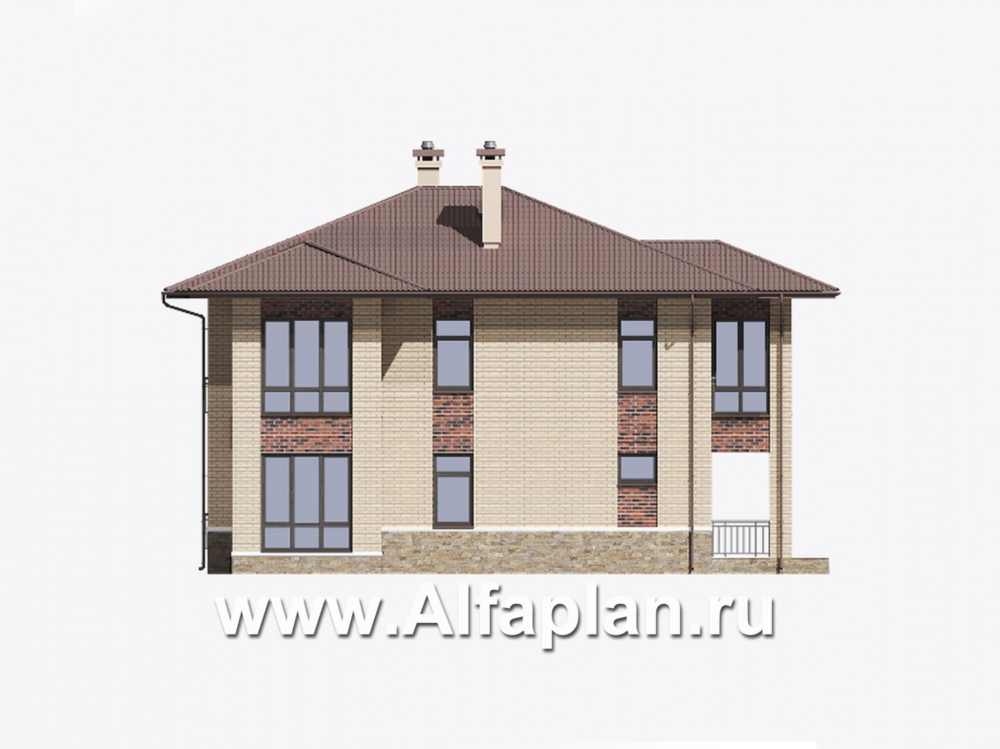 Проекты домов Альфаплан - Проект двухэтажного особняка с большой гостиной - изображение фасада №4
