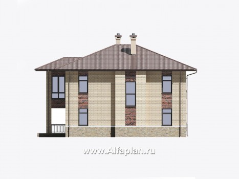 Проекты домов Альфаплан - Проект двухэтажного особняка с большой гостиной - превью фасада №2