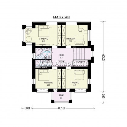 Проекты домов Альфаплан - Проект двухэтажного особняка с большой гостиной - превью плана проекта №2