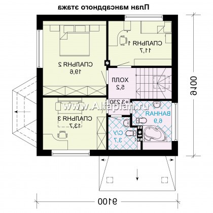 Проекты домов Альфаплан - Проект компактного мансардного дома из газобетона - превью плана проекта №2