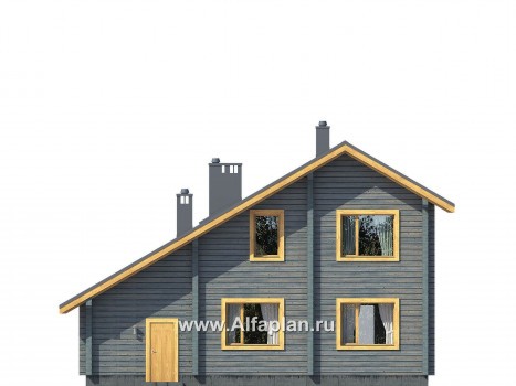 Проекты домов Альфаплан - Проект деревянного загородного дома с гаражом - превью фасада №3