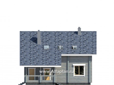 Проекты домов Альфаплан - Проект деревянного дома с простой двускатной кровлей - превью фасада №4