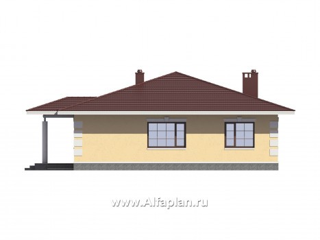Проекты домов Альфаплан - Проект одноэтажного дома с удобной планировкой - превью фасада №2