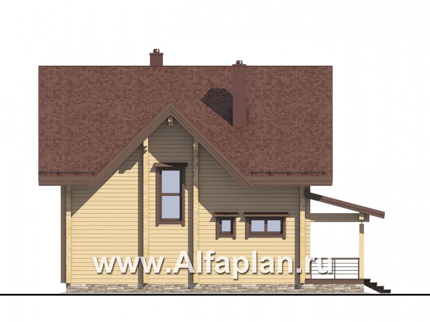 Проекты домов Альфаплан - Проект деревянного дома для комфортного отдыха - изображение фасада №3