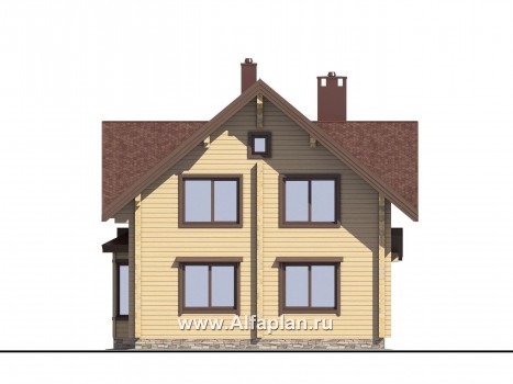 Проекты домов Альфаплан - Проект деревянного дома для комфортного отдыха - превью фасада №2
