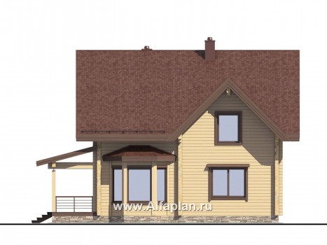 Проекты домов Альфаплан - Проект деревянного дома для комфортного отдыха - превью фасада №4