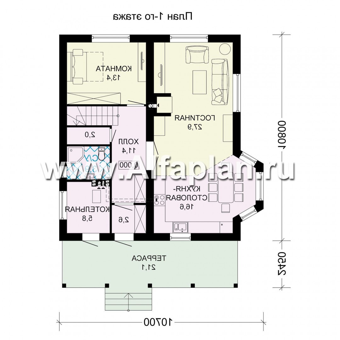 Проекты домов Альфаплан - Проект экономичного дома для большой семьи - план проекта №1