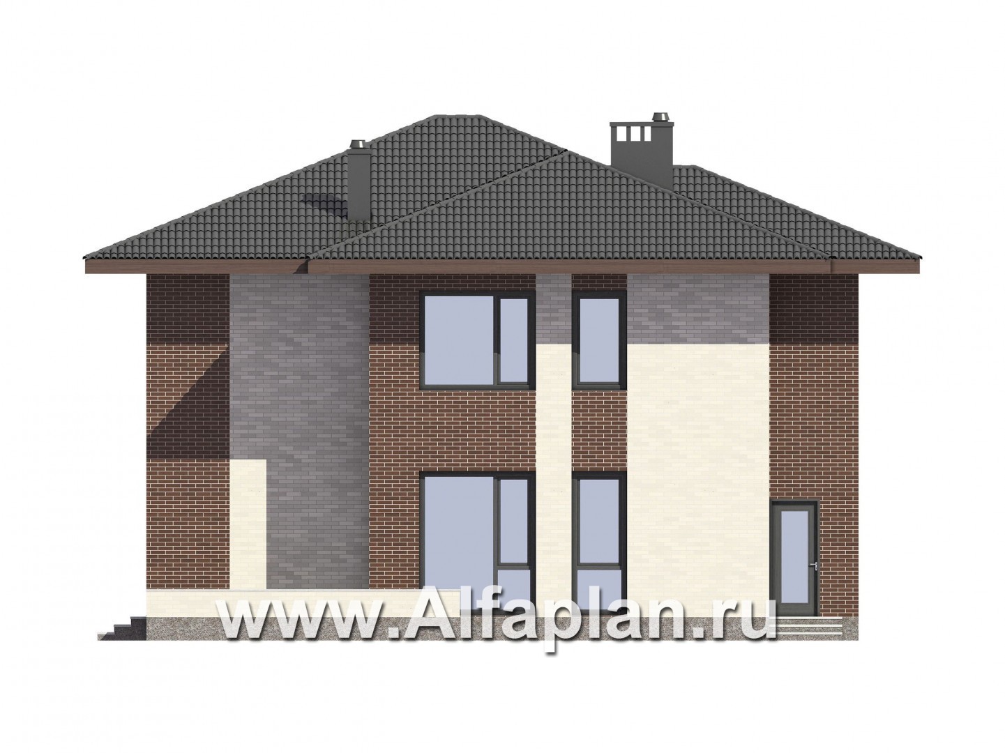 Проекты домов Альфаплан - Проект двухэтажного загородного дома - изображение фасада №3