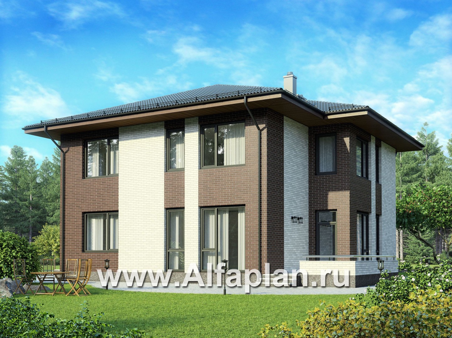 Проекты домов Альфаплан - Проект двухэтажного загородного дома - дополнительное изображение №1