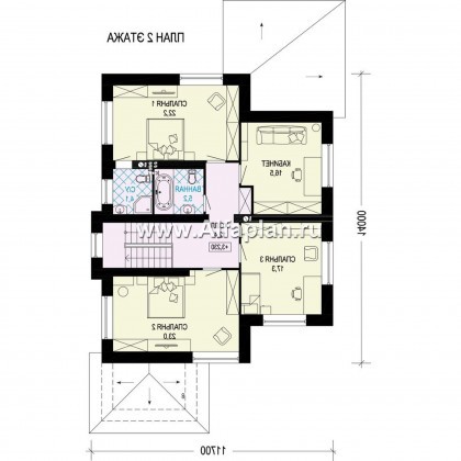 Проекты домов Альфаплан - Проект двухэтажного загородного коттеджа - превью плана проекта №2