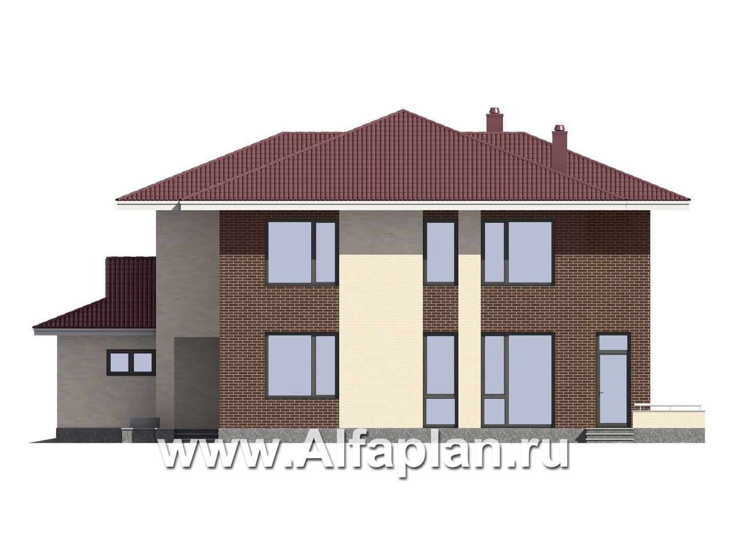 Проекты домов Альфаплан - Проект комфортабельного дома в современном стиле - изображение фасада №2