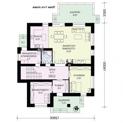 Проекты домов Альфаплан - Проект двухэтажного дома для большой семьи - превью плана проекта №1