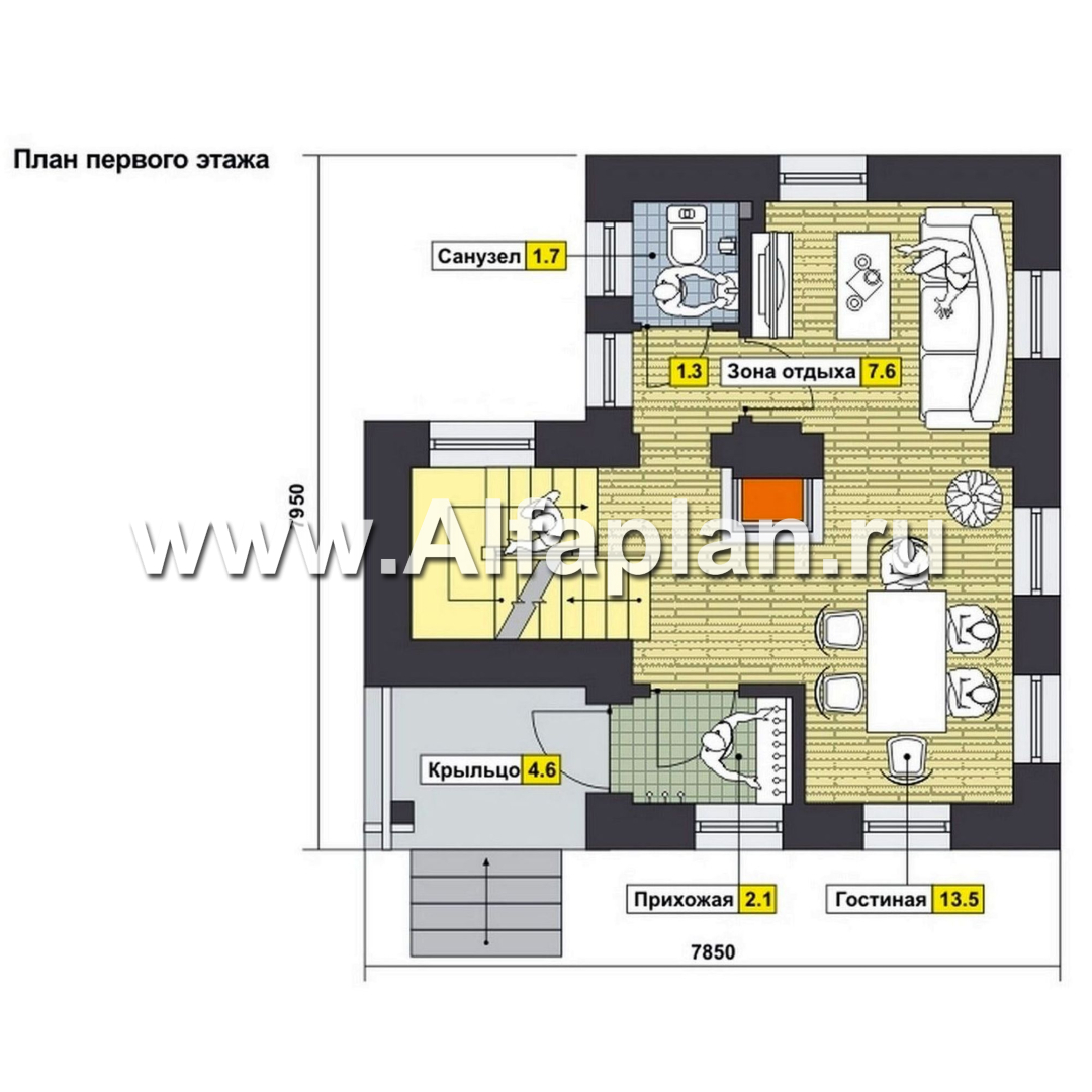 Проекты домов Альфаплан - Компактный дом с цоколем - план проекта №2