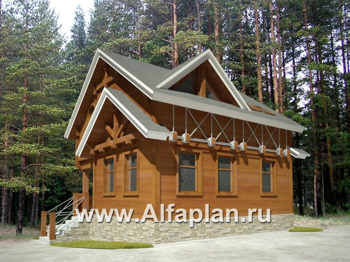 Проекты домов Альфаплан - Компактный дом с цоколем - дополнительное изображение №1
