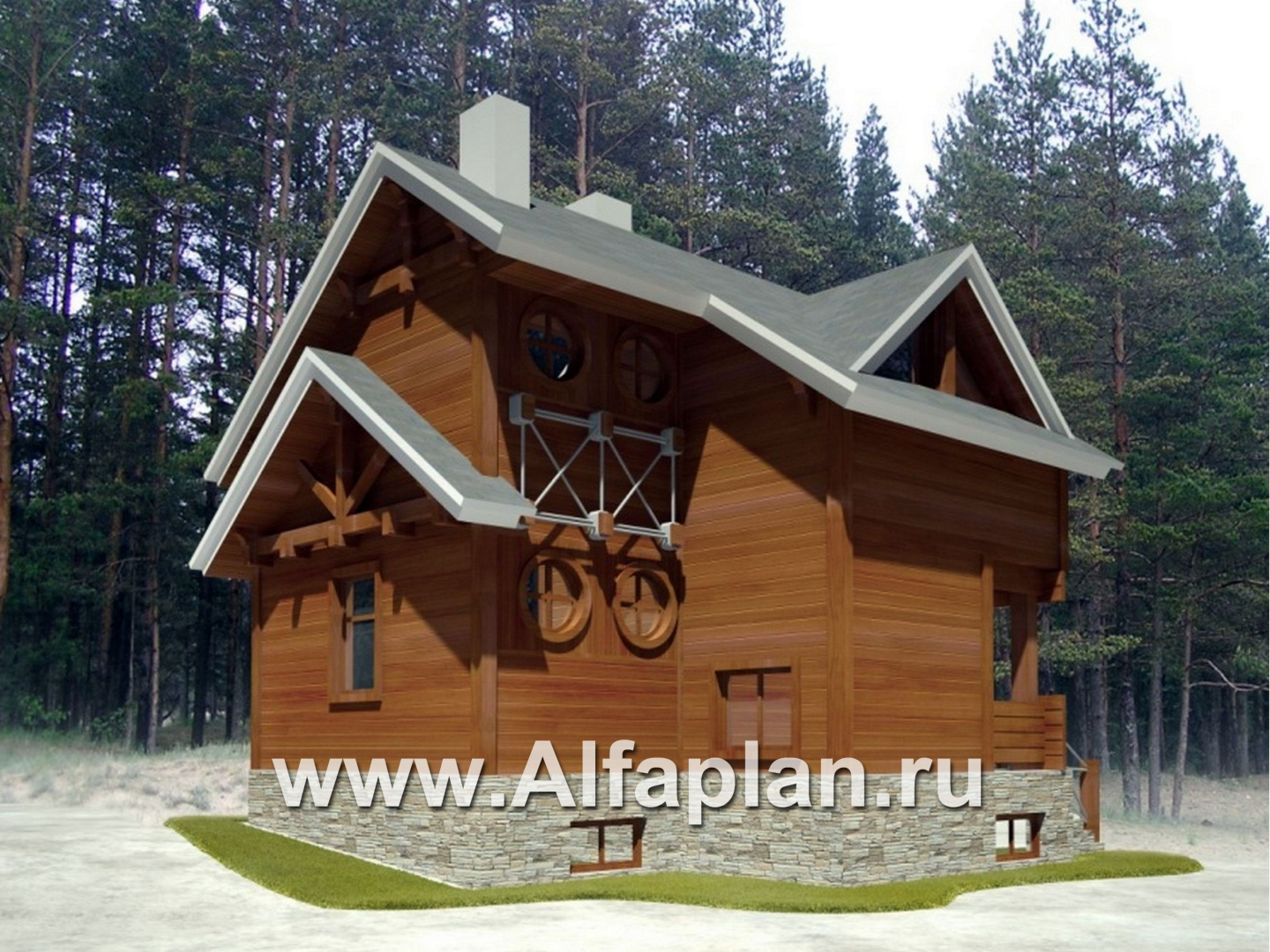 Проекты домов Альфаплан - Компактный дом с цоколем - дополнительное изображение №2