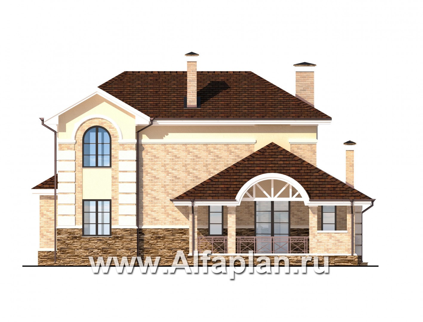 Проекты домов Альфаплан - Коттедж с овальным холлом - изображение фасада №4