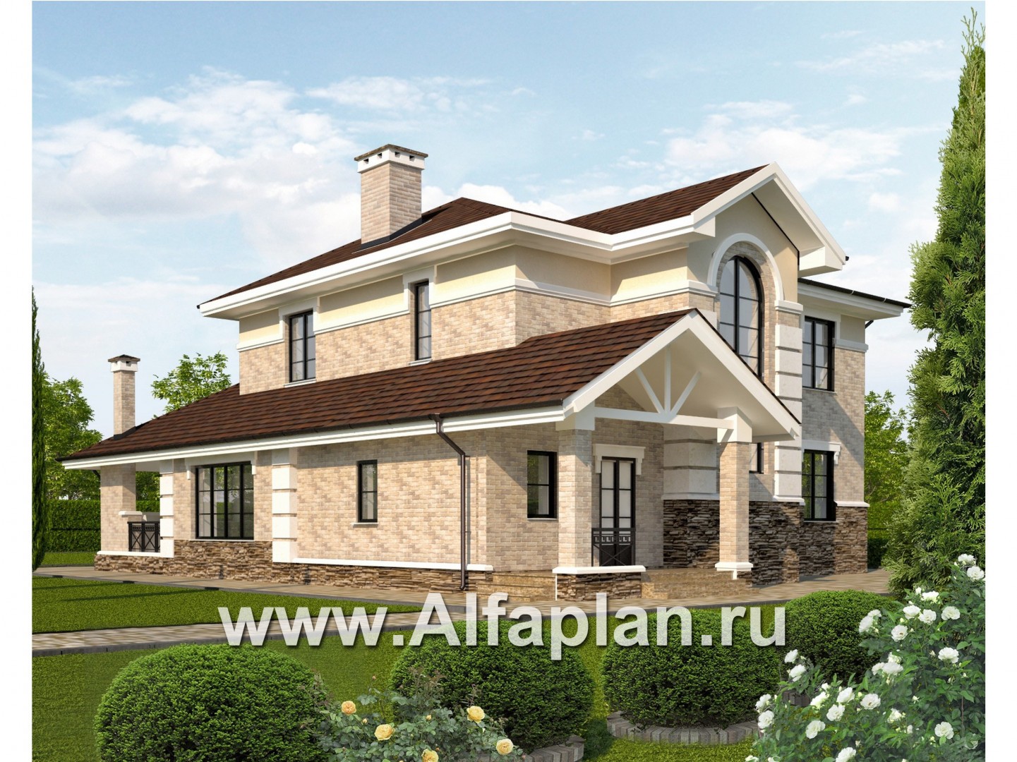 Проекты домов Альфаплан - Коттедж с овальным холлом - дополнительное изображение №1