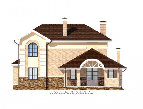 Проекты домов Альфаплан - Коттедж с овальным холлом - превью фасада №4