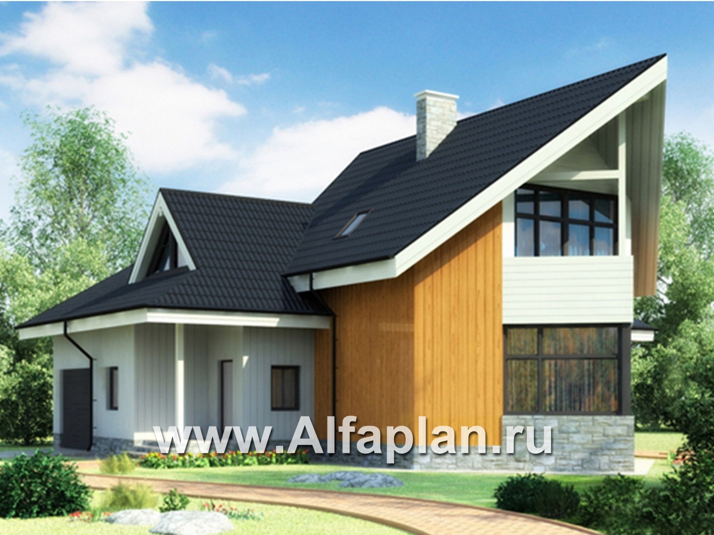 Проекты домов Альфаплан - Двухэтажный дом из бруса - основное изображение