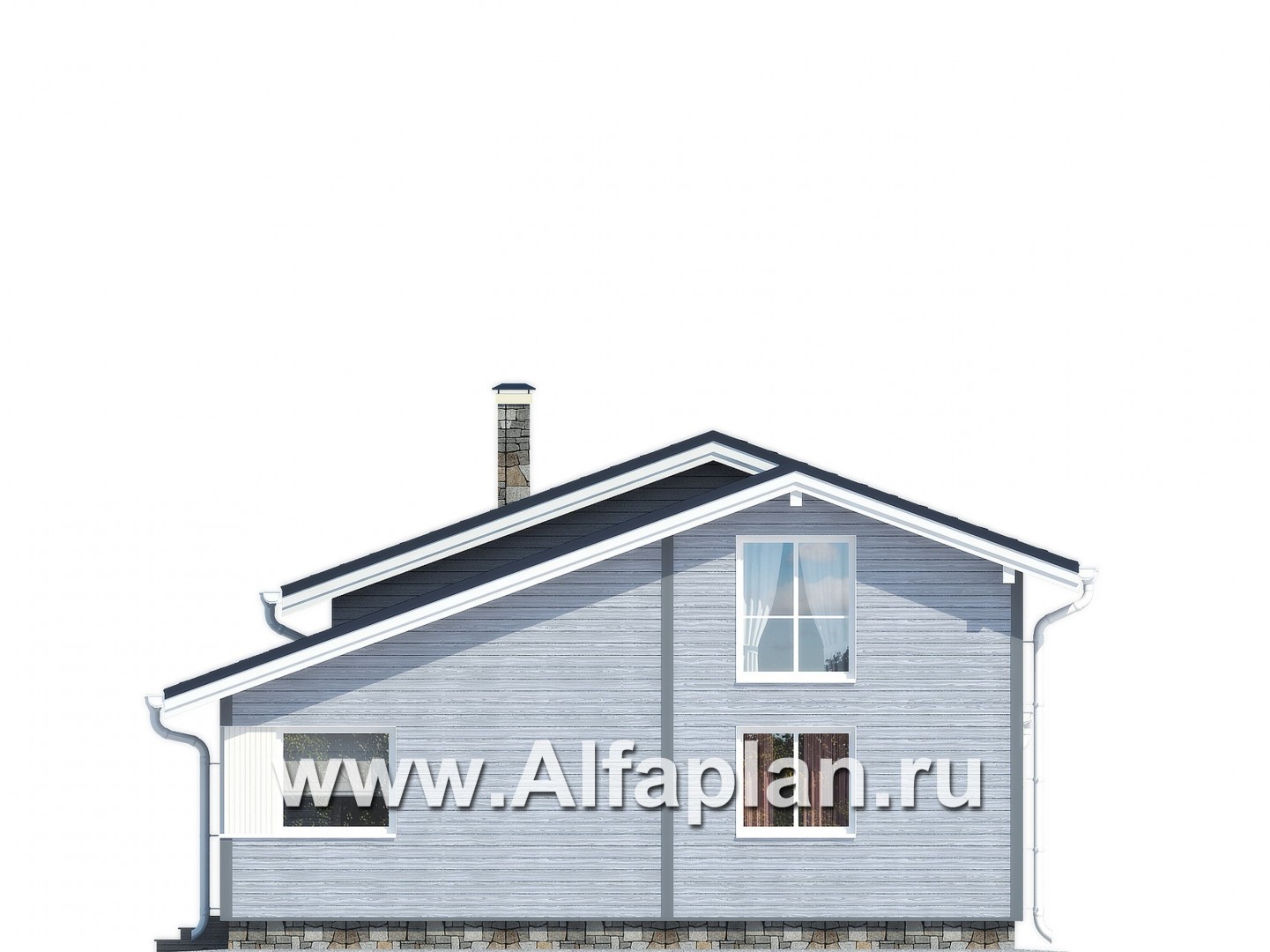 Проекты домов Альфаплан - Проект мансардного дома  с 4 спальми - изображение фасада №2