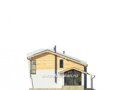 Проект дома с мансардой, современный таунхаус на 3 семьи, в стиле минимализм - превью фасада дома