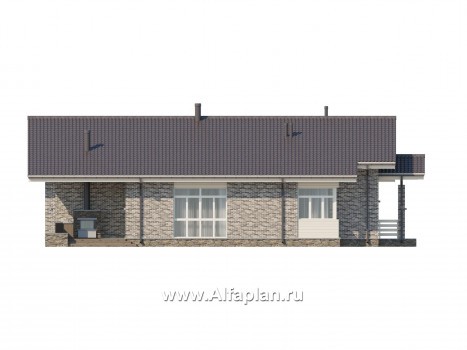 Проекты домов Альфаплан - Одноэтажный дом из газобетона - превью фасада №3