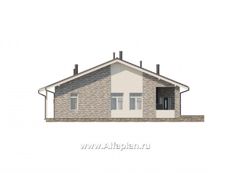 Проекты домов Альфаплан - Одноэтажный дом из газобетона - превью фасада №4