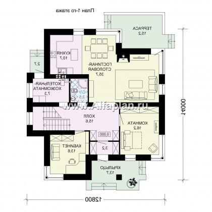Проекты домов Альфаплан - Проект двуэтажного дома в современном стиле - превью плана проекта №1