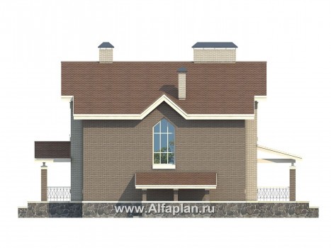 Проекты домов Альфаплан - Проект кирпичного особняка с цокольным этажом - превью фасада №2